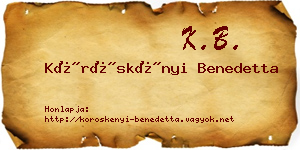Köröskényi Benedetta névjegykártya